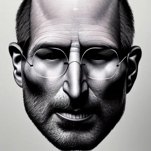 Image similar to apples arranged in the shape of a face resembling steve jobs, fantasy, intricate, elegant, highly detailed, lifelike, photorealistic, digital painting, artstation, illustration, smooth, sharp focus, art by giuseppe arcimboldo