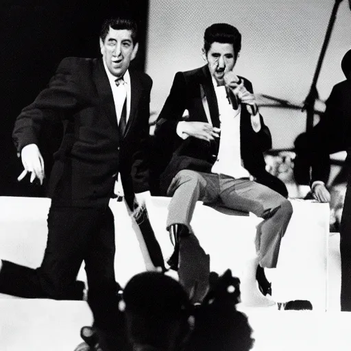 Image similar to Dean Martin performs on stage with the beastie boys