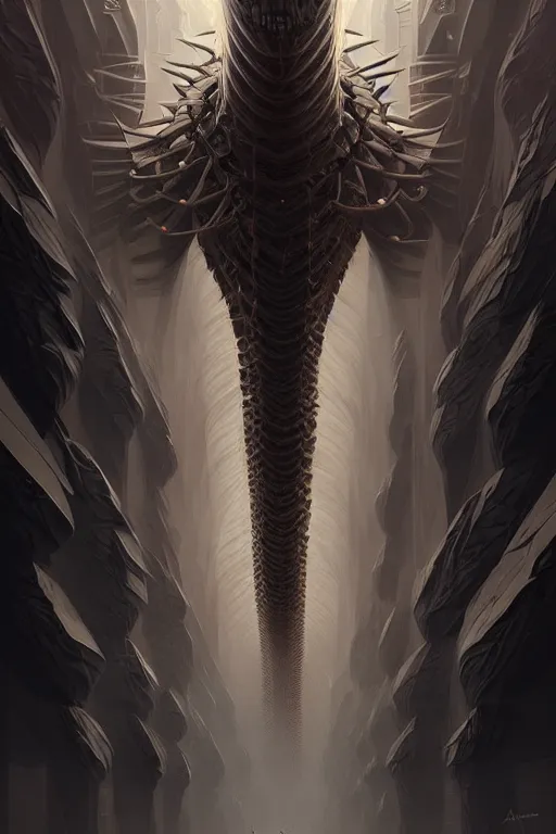 Image similar to professional concept art symmetrical portrait of a terrifying! mechanical predatory! fractal! species in a dark room by artgerm and greg rutkowski. an intricate, elegant, highly detailed digital painting, concept art, smooth, sharp focus, illustration, in the style of cam sykes.