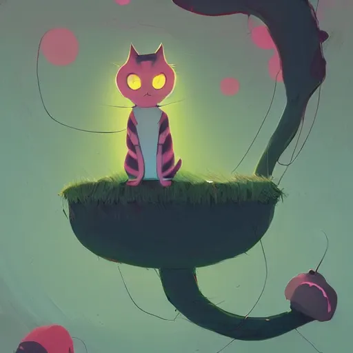 Image similar to cheshire cat, in the style of atey ghailan and james gilleard and goro fujita and gris, exquisite lighting, art, very coherent, plain background, trending on artstation