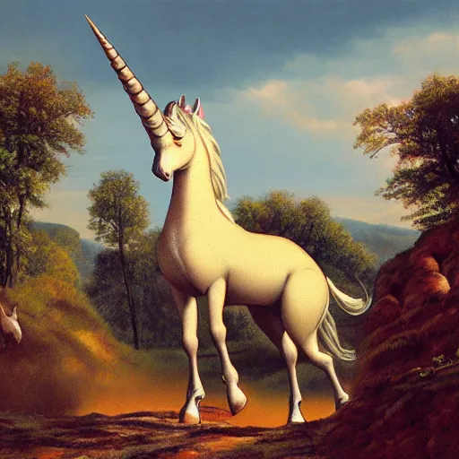 Image similar to the magdeberg unicorn, paleoart,