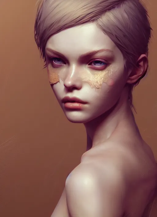 Image similar to 2b, au naturel, hyper detailed, digital art, trending in artstation, cinematic lighting, studio quality, smooth render, unreal engine 5 rendered, octane rendered, art style by klimt and nixeu and ian sprigger and wlop and krenz cushart