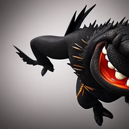 Image similar to black dragon new pixar dreamworks character, highly detailed, extremely high quality, hd, 4 k, 8 k, professional photographer, 4 0 mp, lifelike, top - rated, award winning, cinematic, realistic, detailed lighting, detailed shadows, sharp, no blur, edited, corrected, trending - w 8 3 2