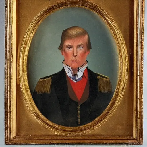 Prompt: 1 9 th century russian painting of donald trump