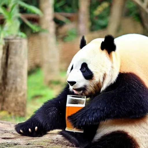 Image similar to big panda drinking beer