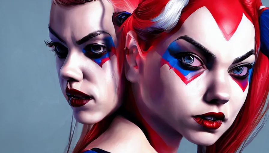 Image similar to Mila Kunis as Harley Quinn, hyperdetailed, artstation, cgsociety, 8k