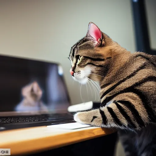 Prompt: a programmer getting angry as a cat jumps on his keyboard, ( eos 5 ds r, iso 1 0 0, f / 8, 1 / 1 2 5, 8 4 mm, postprocessed, crisp face, facial features )