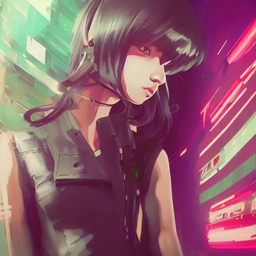Arte AI: cyberpunk anime girl por @илья пьянков (lov3drain)