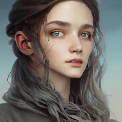 Image similar to winds of winter, au naturel, grey eyes, hyper detailed, digital art, trending in artstation, cinematic lighting, studio quality, smooth render, unreal engine 5 rendered, octane rendered, concept art, smooth, sharp focus, illustration, art by artgerm and greg rutkowski and alphonse mucha and ian sprigger and wlop and krenz cushart