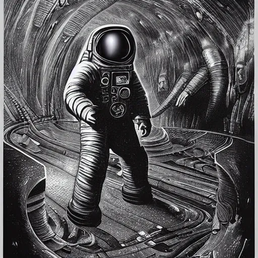 Image similar to astronaut entering Valhalla by H. R. Giger