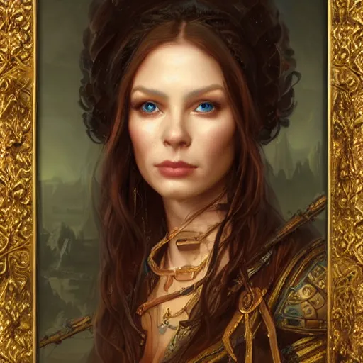 Prompt: portrait of a nervian woman ( 3 5 ) from the the netherlands, an oil painting by ross tran and thomas kincade