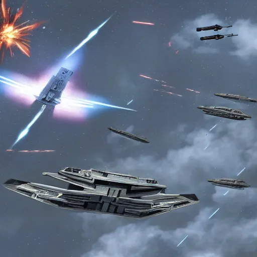 Image similar to jet fighters attacking star destroyer