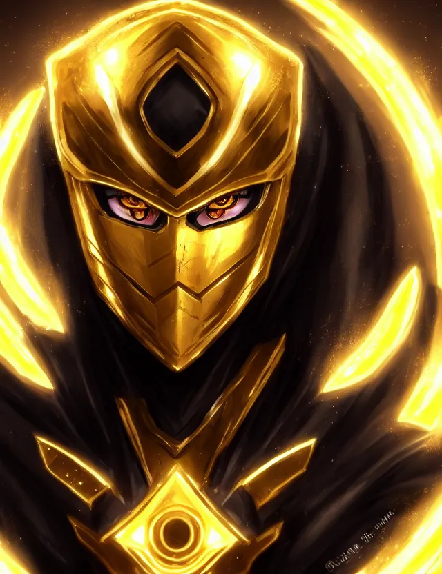 Image similar to a detailed manga portrait of a black haired man with hazel eyes in gleaming golden armour with arcane energy symbols in air around him, trending on artstation, digital art, 4 k resolution, detailed, high quality, sharp focus, hq artwork, coherent, insane detail, character portrait