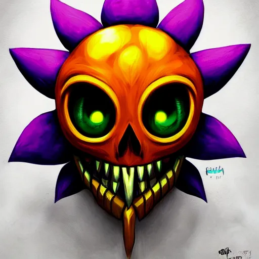 Image similar to a logo of majora's mask skull kid, art by lois van baarle and loish and ross tran and rossdraws and sam yang and samdoesarts and artgerm and saruei and disney, digital art, highly detailed, intricate, sharp focus, trending on artstation hq, deviantart, unreal engine 5, 4 k uhd image