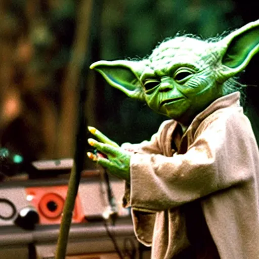 Image similar to yoda performing at woodstock