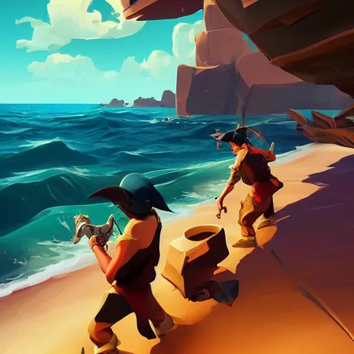 Image similar to painting treasure on sea of thieves game smooth median photoshop filter cutout vector, behance hd by jesper ejsing, by rhads, makoto shinkai and lois van baarle, ilya kuvshinov, rossdraws global illumination