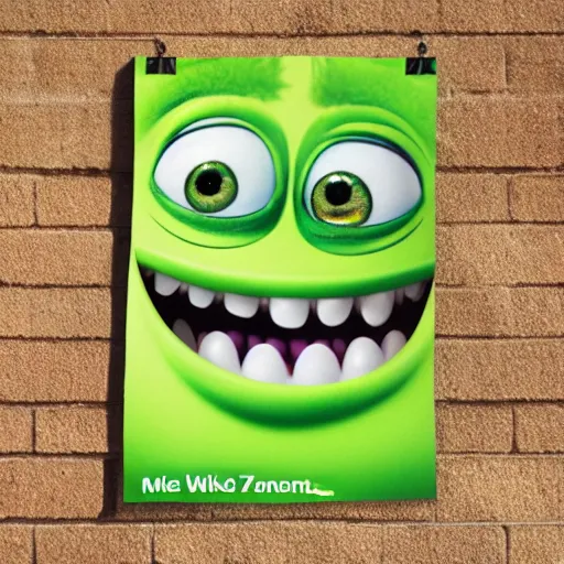 Prompt: a poster of mike wazowski