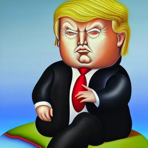 Image similar to Fernando Botero painting of Donald Trump, high definition art, extremely detailed