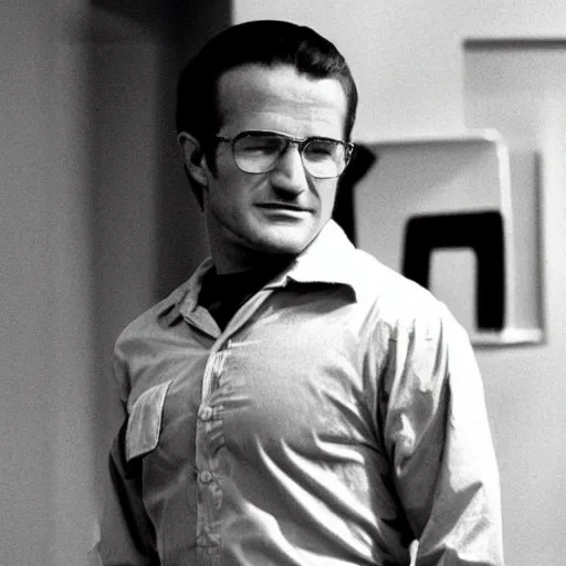 Image similar to young Robin Williams playing a young Walter White