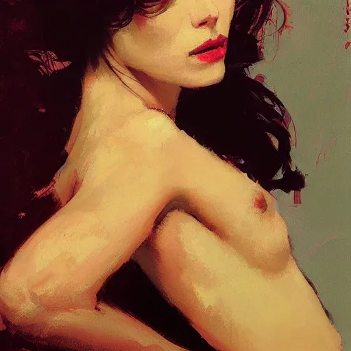 Image similar to portrait of a beautiful woman, intricate, elegant, highly detailed, greg manchess, mucha, liepke, ruan jia, jeffrey catherine jones, ridley scott