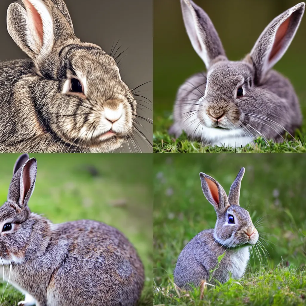 Prompt: photograph of a smug rabbit face