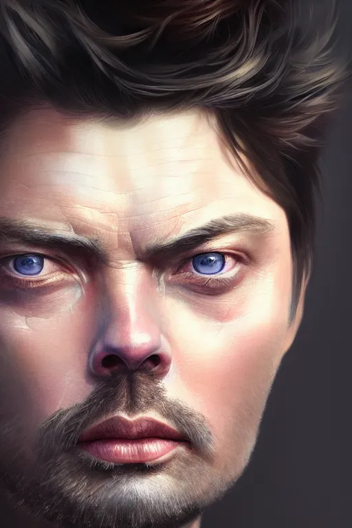 Image similar to ultra detailed close up facial portrait of karl urban, extremely detailed digital painting, in the style of fenghua zhong and ruan jia and jeremy lipking and peter mohrbacher, mystical colors, rim light, beautiful lighting, 8 k, stunning scene, raytracing, octane, trending on artstation