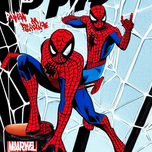 Prompt: spider man vs dead pool comic book cover