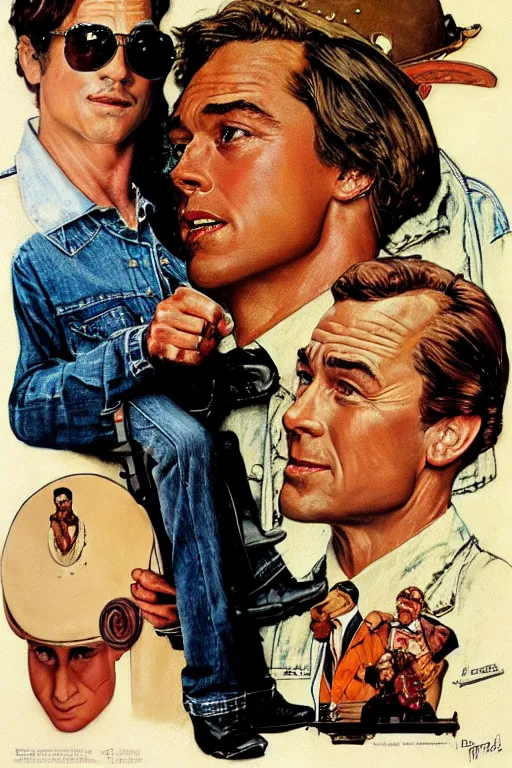 Image similar to Cliff Booth from Once upon a time in Hollywood painted by Norman Rockwell