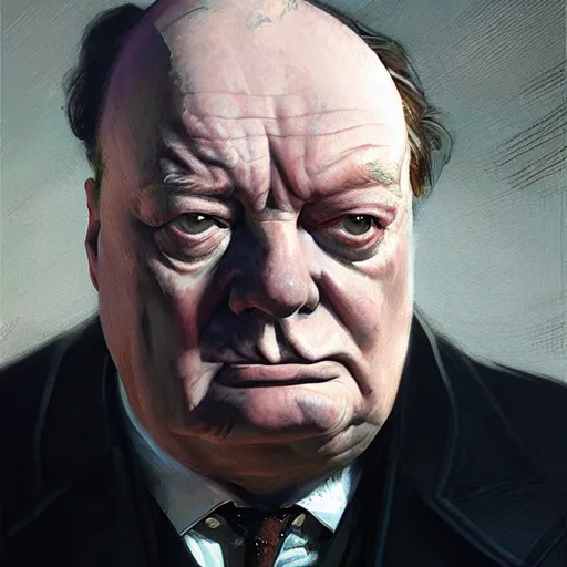 Image similar to highly detailed portrait, winston churchill, in gta v, stephen bliss, unreal engine, fantasy art by greg rutkowski, loish, rhads, ferdinand knab, makoto shinkai and lois van baarle, ilya kuvshinov, rossdraws, tom bagshaw, global illumination, radiant light, detailed and intricate environment