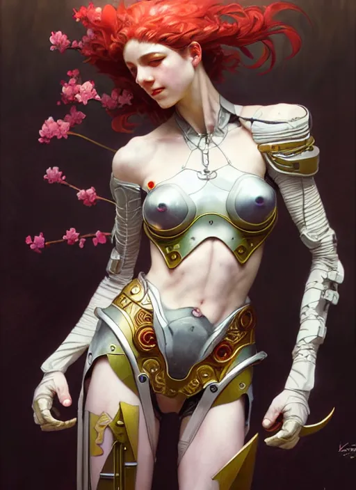 Prompt: sakura cyborg, diffuse lighting, fantasy, intricate, elegant, highly detailed, lifelike, photorealistic, digital painting, artstation, illustration, concept art, smooth, sharp focus, art by John Collier and Albert Aublet and Krenz Cushart and Artem Demura and Alphonse Mucha