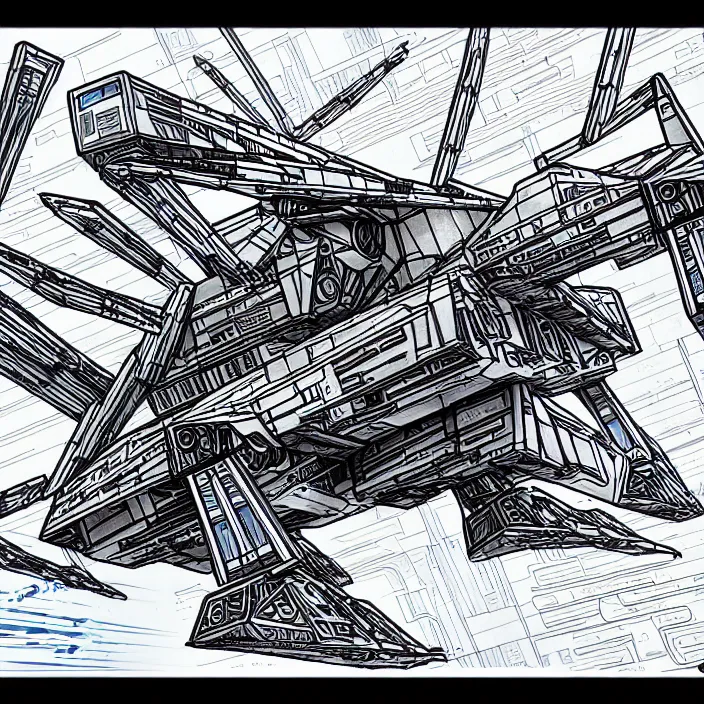 Prompt: bus like a kitan strider from star wars in attack, high detailed pen drowning