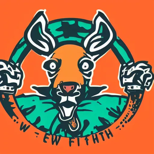 Image similar to logo for a new clothing company called ohtfit that sells clothes with janky animal designs