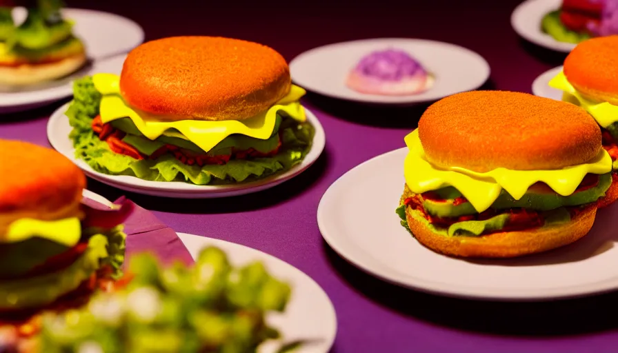 Image similar to a promotional photo of steamed hams prepared by a michelin - star restaurant, color photography, high quality, volumetric light, stunning, 4 k