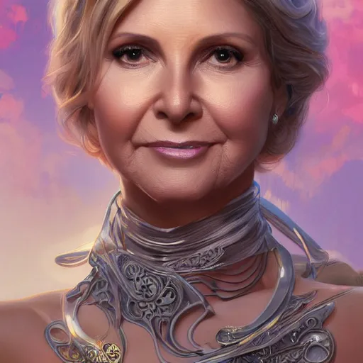 Image similar to Olivia newton-John, intricate, highly detailed, digital painting, artstation, concept art, smooth, sharp focus, illustration, Unreal Engine 5, 8K, art by artgerm and greg rutkowski and alphonse mucha