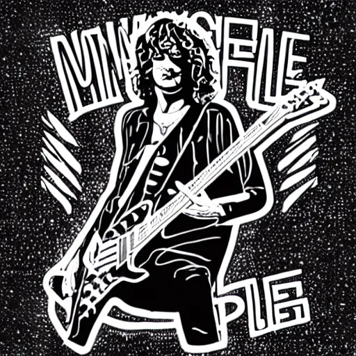 Image similar to jimmy page from led zepelin playing - guitar - solo, sticker - art, svg vector, adobe - illustrator