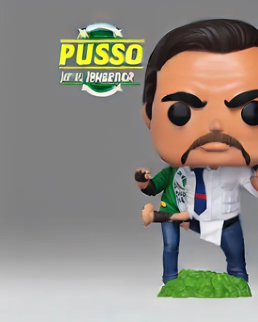 Image similar to full body 3d render of Jair Bolsonaro as a funko pop, studio lighting, white background, blender, trending on artstation, 8k, highly detailed