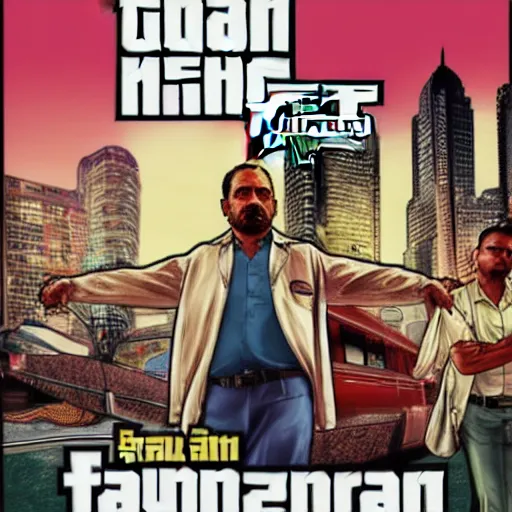Prompt: Sheikh Mujibur Rahman in GTA V cover art