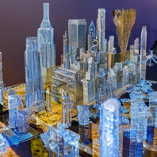 Image similar to A fantastical cityscape made entirely of crystal