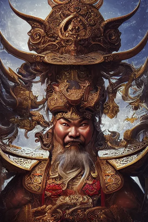 Image similar to digital painting of god of fortune china, by filipe pagliuso and justin gerard symmetric, fantasy, highly detailed, realistic, intricate port