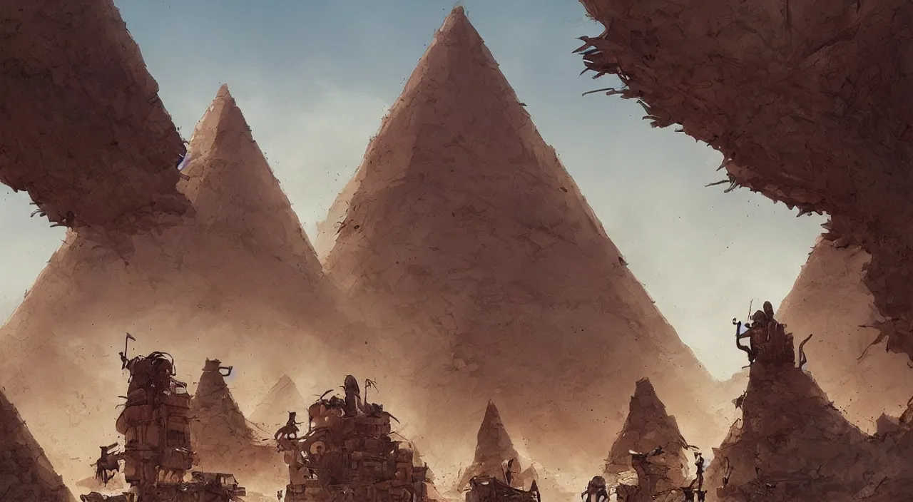 Image similar to egyptian landscape, desert, zombies, by studio ghibli and greg rutkowski,