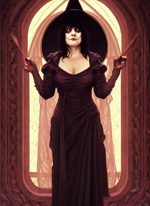 Image similar to lydia lunch as a medieval witch, symmetry!! portrait of seinfeld, glowing lights!! intricate, elegant, highly detailed, digital painting, artstation, concept art, smooth, sharp focus, illustration, art by artgerm and greg rutkowski and alphonse mucha