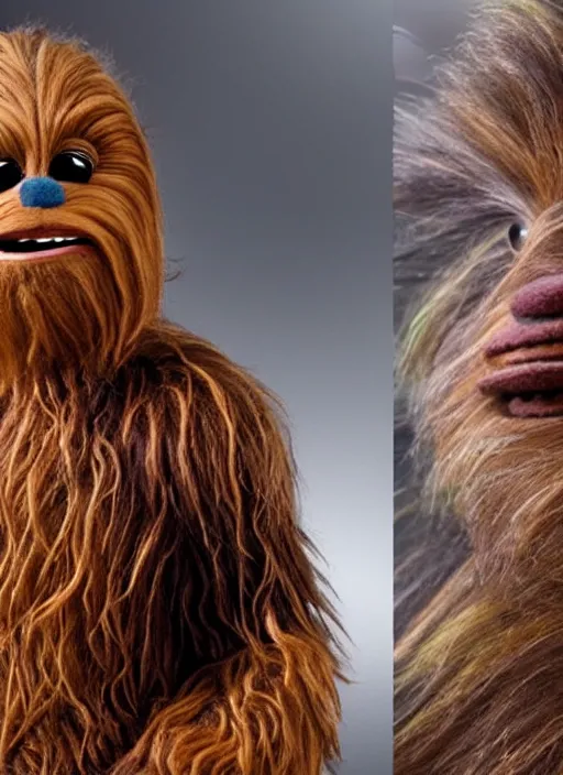 Image similar to chewbacca as a muppet in star wars