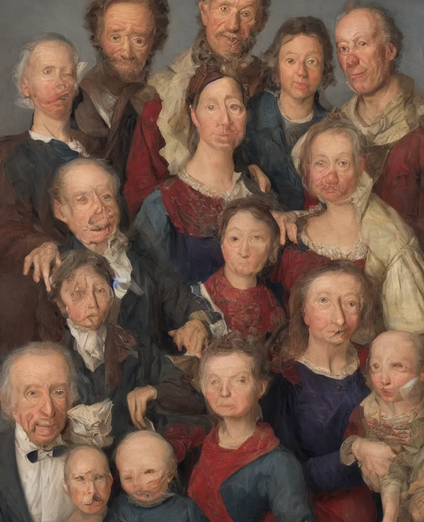 Image similar to portrait of an ugly family, realistic, 8 k