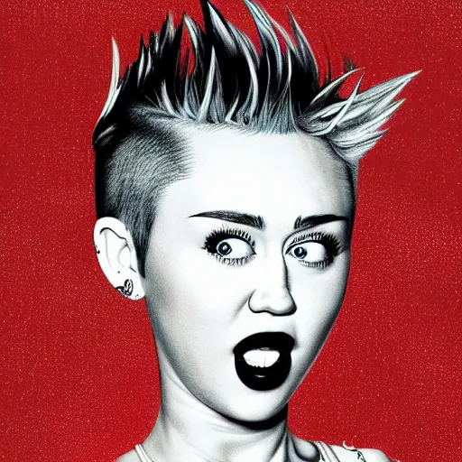 Image similar to miley cyrus in 2013 during the bangerz era, fully clothed, artwork by brendon small,