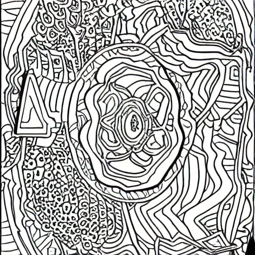 Prompt: coloring book page