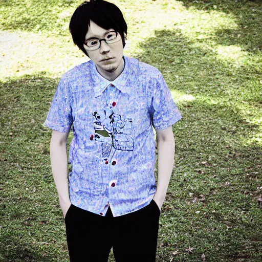 Prompt: a portait of a 2 4 years old man with a sweetshirt made by inio asano, detailed