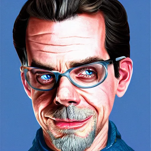 Image similar to jack dorsey as mrs doubtfire, highly detailed, digital painting, artstation, sharp focus