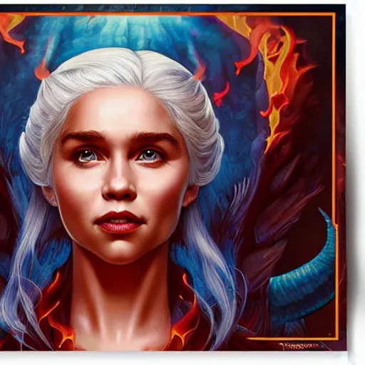 Image similar to fire flaming dragons daenerys targaryen portrait with dragons, Pixar style, by Tristan Eaton Stanley Artgerm and Tom Bagshaw.