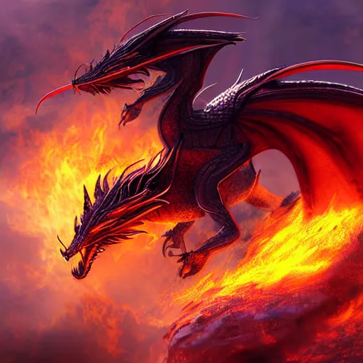 Prompt: dragon fire 4k high quality digital art
