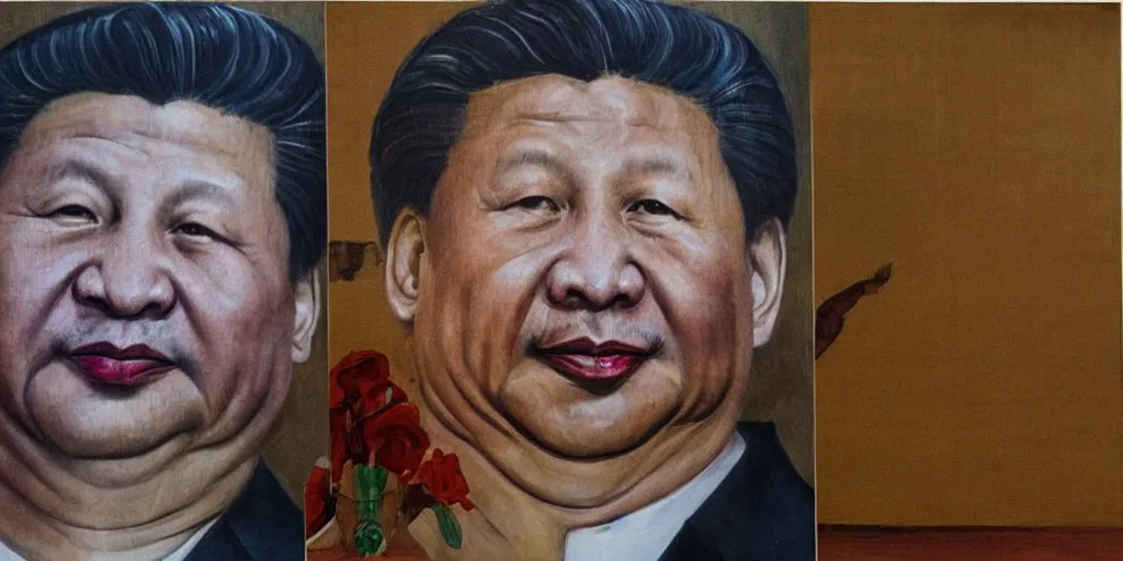 Prompt: Xi JinPing portrait in the style of Lucian Freud